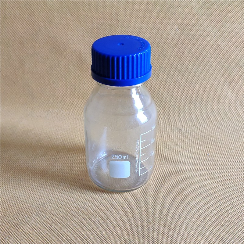 杭州斯晨250ml GL45藍(lán)蓋螺紋絲口透明玻璃試劑瓶 玻璃樣品瓶250ml