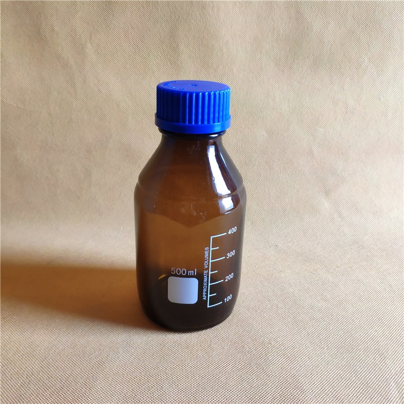 500mlGL45藍蓋螺口棕色玻璃試劑瓶 玻璃樣品瓶500ml