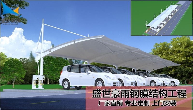 新疆喀什地區(qū)汽車充電樁雨棚盛世豪雨每平方安裝價(jià)格服務(wù)至上