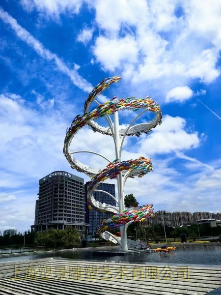 蘇州公園大型魚群雕塑 彩繪不銹鋼魚雕塑擺件