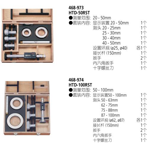 日本三豐量程50-100mm數(shù)顯孔徑千分尺套裝468-974