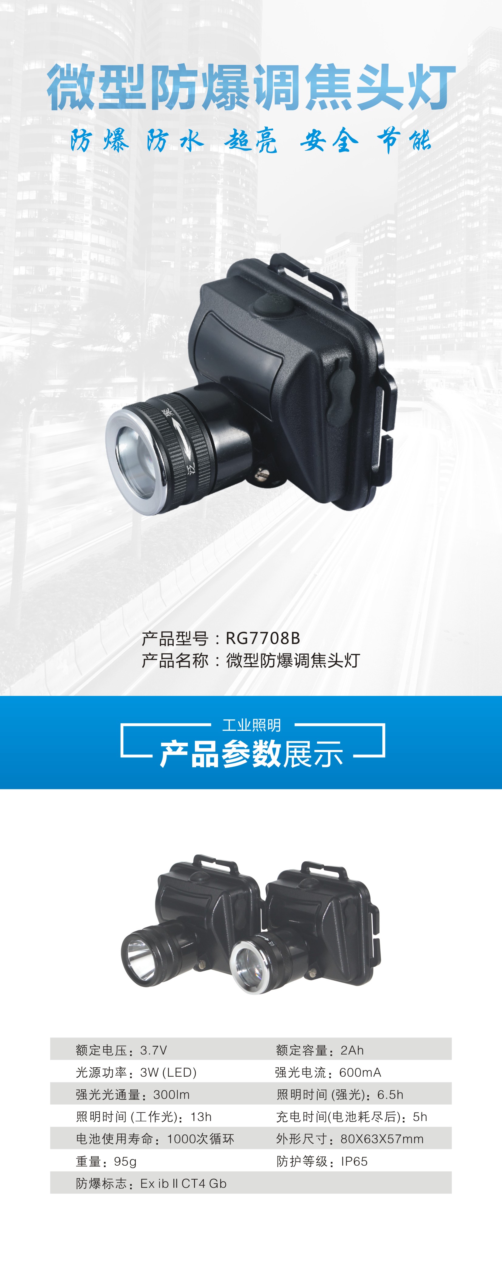 ZC5130LED三防防爆強(qiáng)光頭燈帽戴頭戴式潤光照明