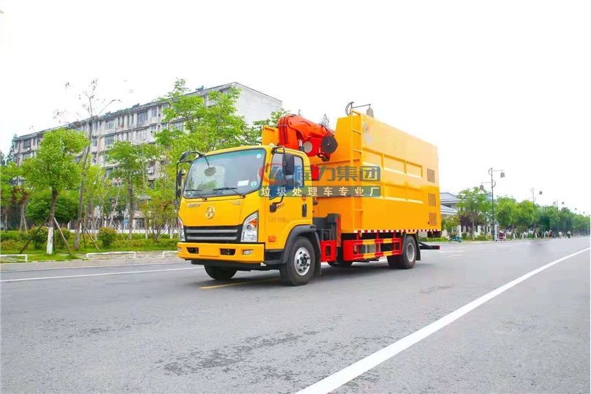 樹枝粉碎車_藍牌物料粉碎車_綠化垃圾車運輸車_