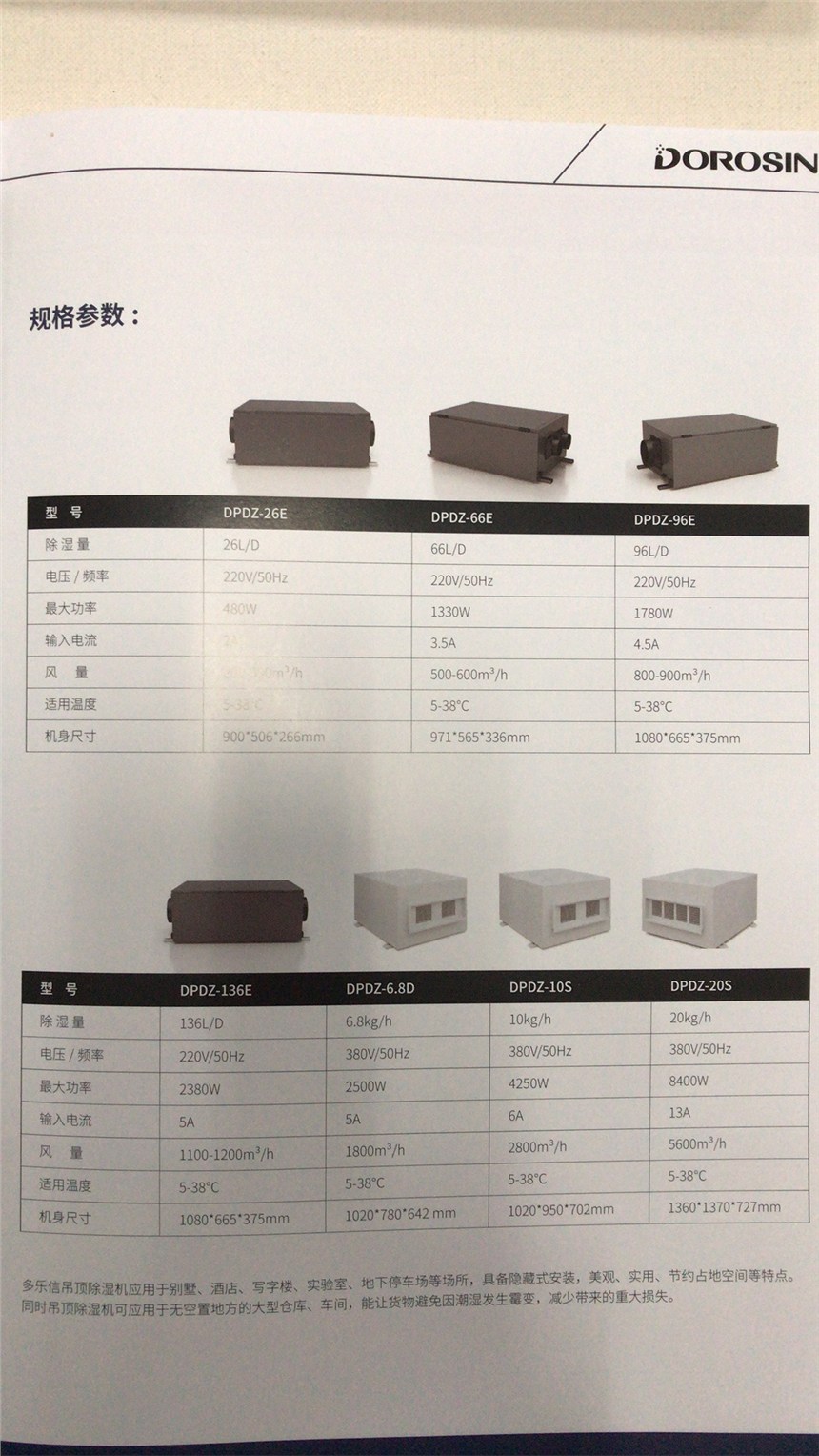 多樂信特種除濕機(jī)應(yīng)用于別墅酒店寫字樓具備隱藏式安裝