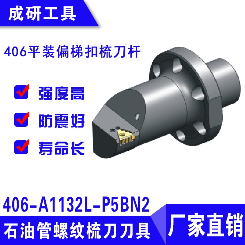 石油管螺紋刀具406平裝偏梯扣梳刀桿406-A1132L-P5BN2