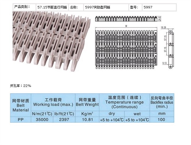 5935突肋型網(wǎng)帶鏈