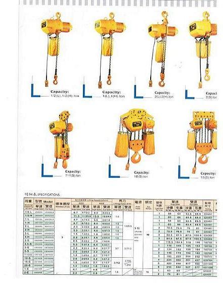 供應(yīng)臺(tái)灣永升、友力仕環(huán)鏈電動(dòng)葫蘆0.5~25噸