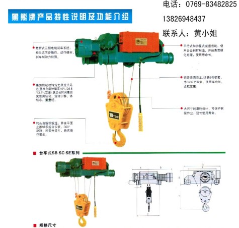 臺(tái)灣進(jìn)口永升（黑熊）牌鋼絲繩電動(dòng)葫蘆(臺(tái)車式SK、SG系列