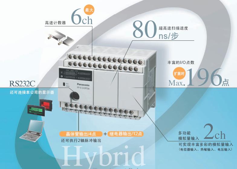 配合有晶體管和繼電器輸出的混合、低成本的小型PLC AFPX-C40RT0A