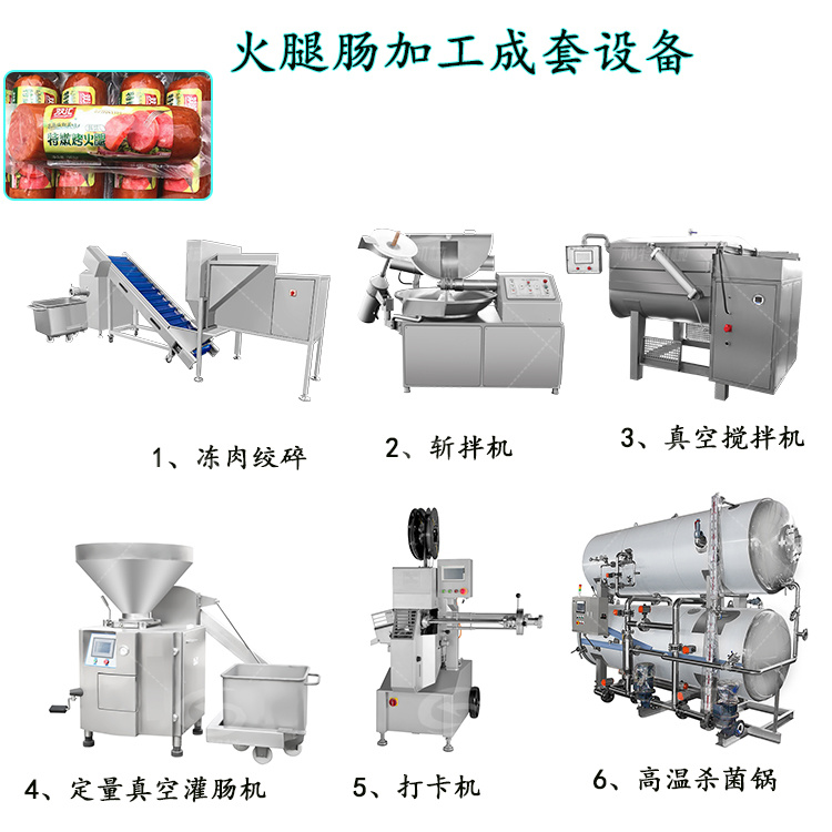 高溫腸火腿腸成套加工設(shè)備自動化操作生產(chǎn)量大臘腸加工流水線