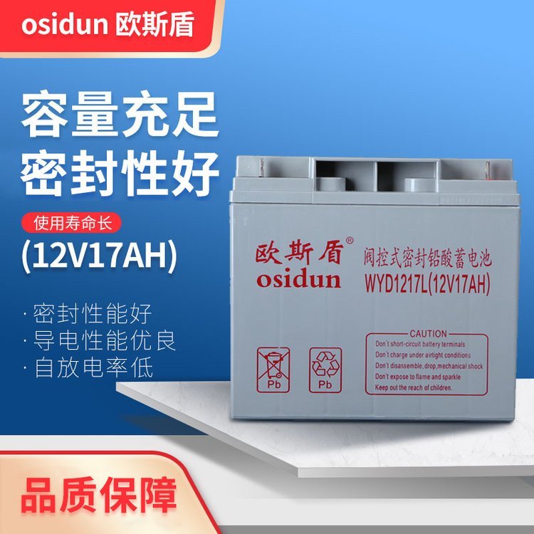 歐斯盾閥控式鉛酸免維護(hù)蓄電池UPS電池WYD1217L12V17AH