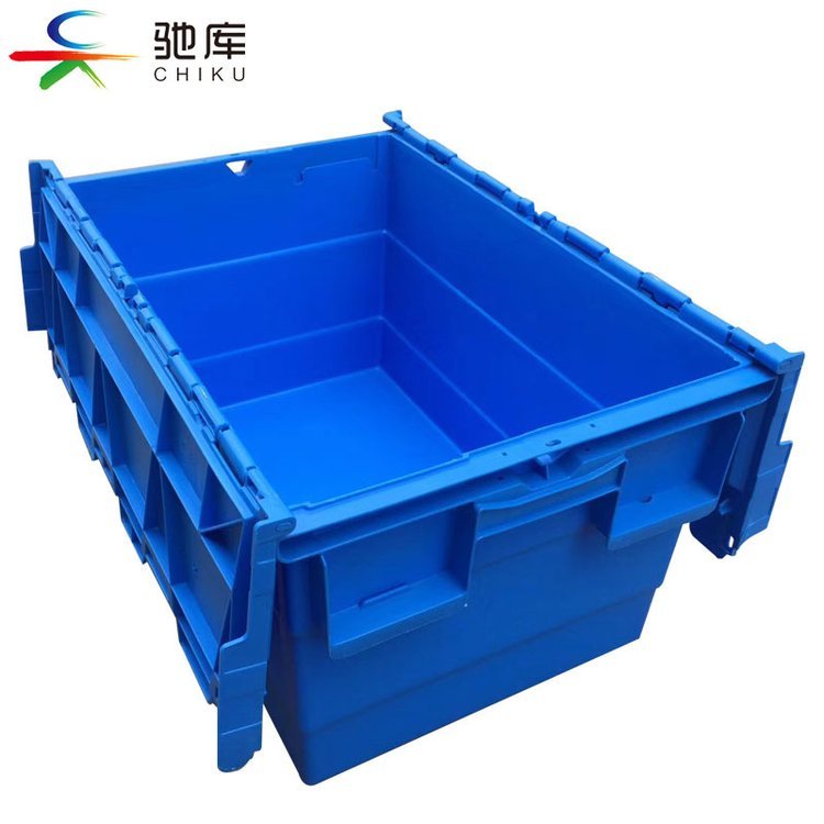醫(yī)藥超市快遞物流斜插箱冷鏈帶蓋可套疊藍(lán)色省空間周轉(zhuǎn)箱