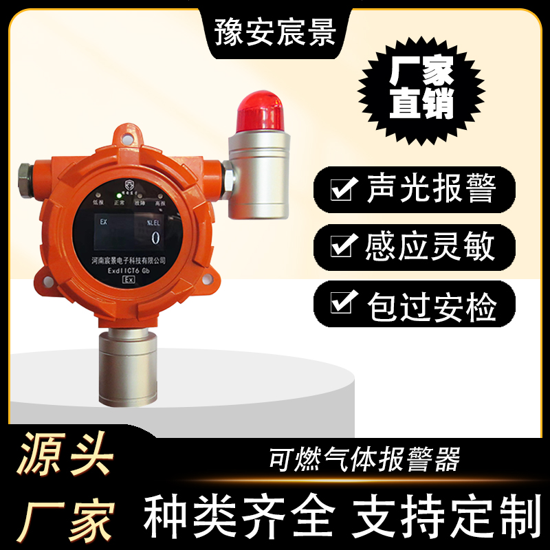 氣體報(bào)警器固定式OLED可燃?xì)怏w檢測(cè)報(bào)警器普通款I(lǐng)P66防爆宸景科技