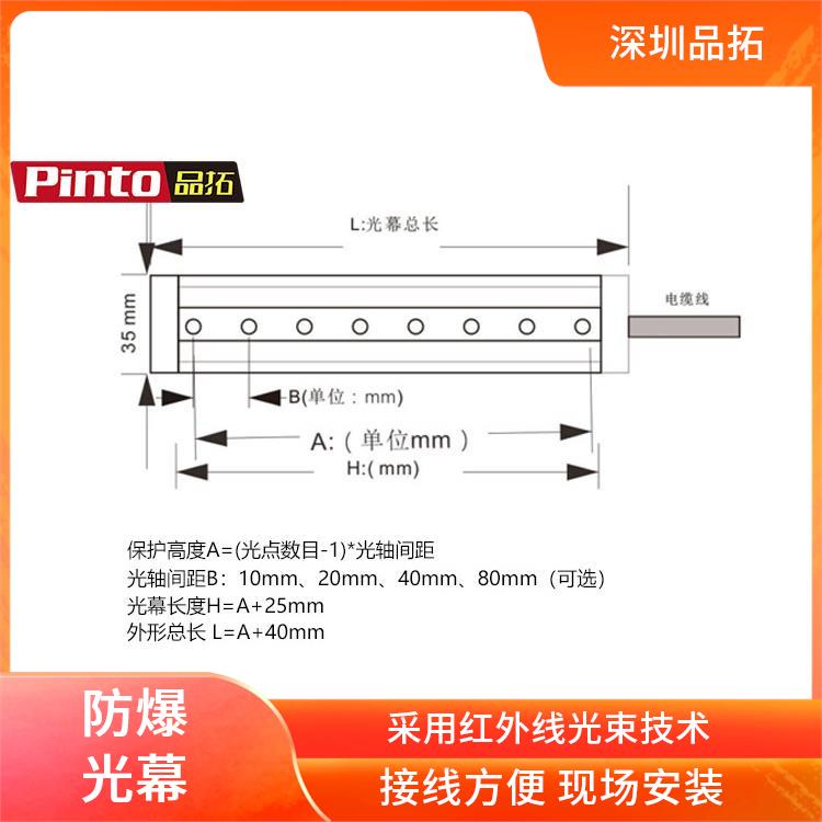 防爆安全光柵防護(hù)等級(jí)IP65運(yùn)行穩(wěn)定采用紅外線光束技術(shù)