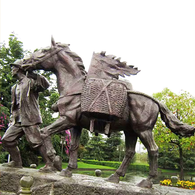 茶馬古道馬幫雕塑玻璃鋼仿銅動物馬騾子銅雕景區(qū)園林花崗巖浮雕