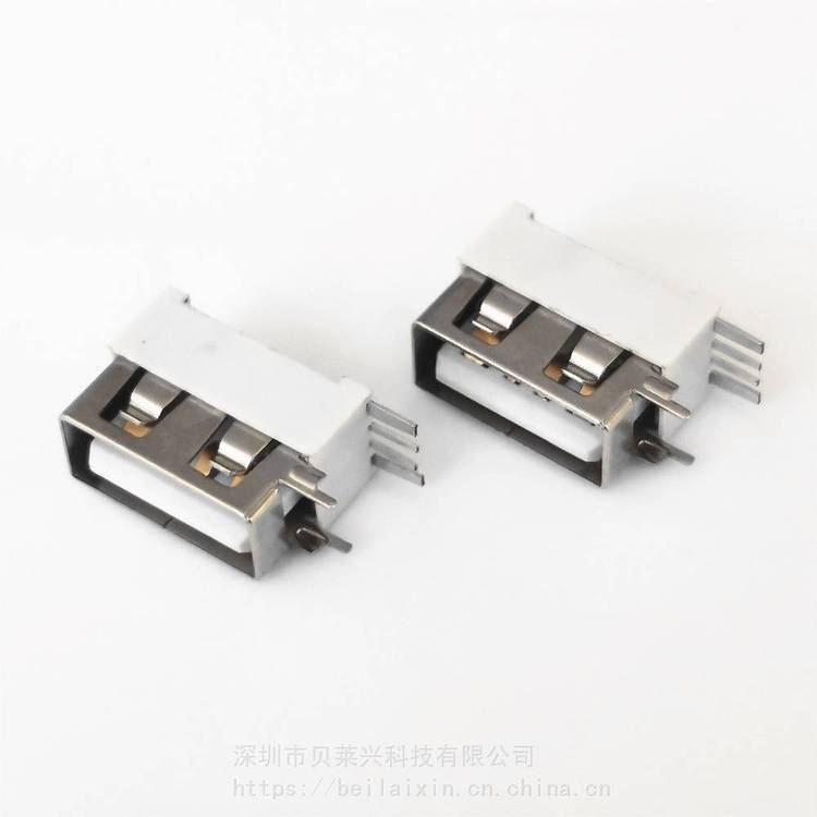 USB2.0AF側插4P母座短體10.0半包端子加寬5A直邊