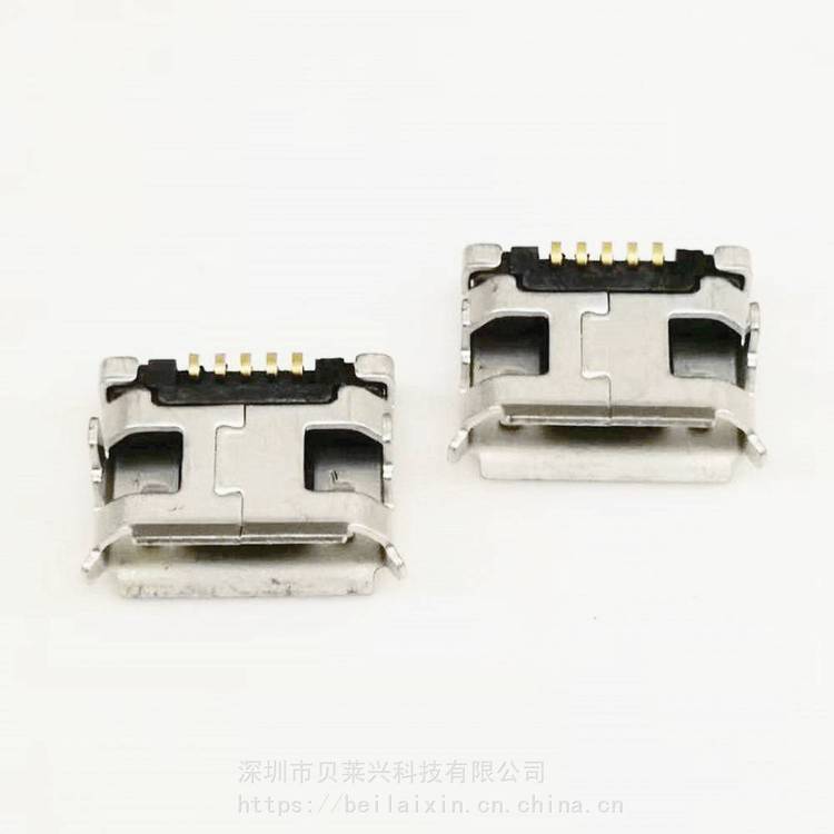 MICROUSB5PB型母座7.2無柱卷邊帶焊盤90度前插后貼DIP SMT