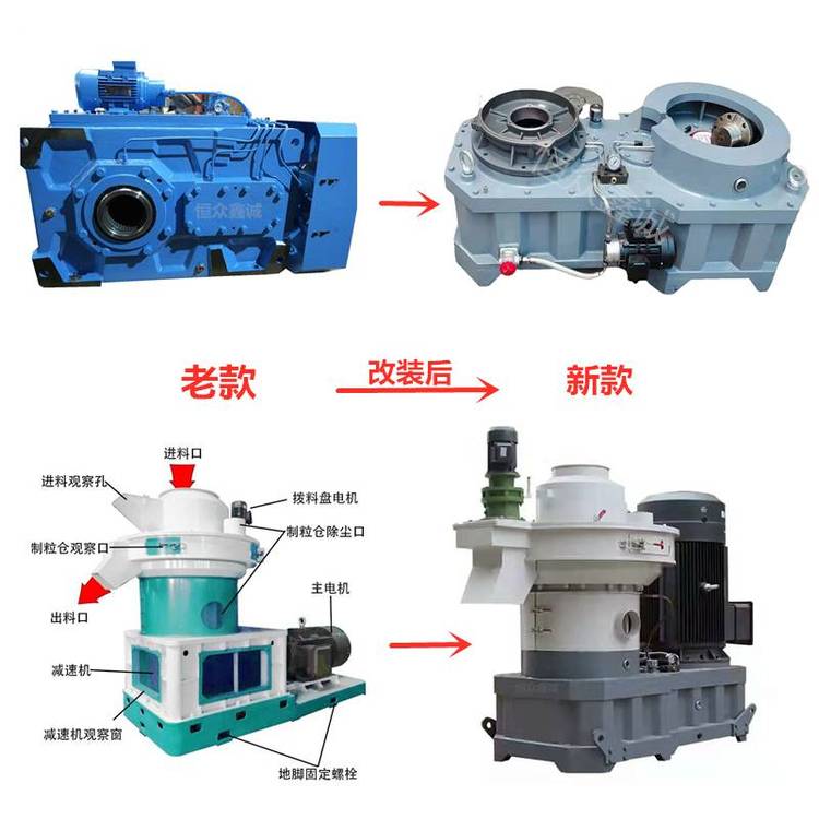 鋸末造粒機減速機90KW顆粒機改132KW齒輪箱