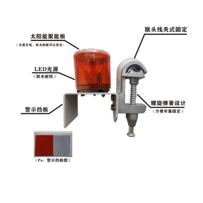 SZSW2730太陽能警示燈進口LED燈猴頭線夾式固定（多功能安裝)