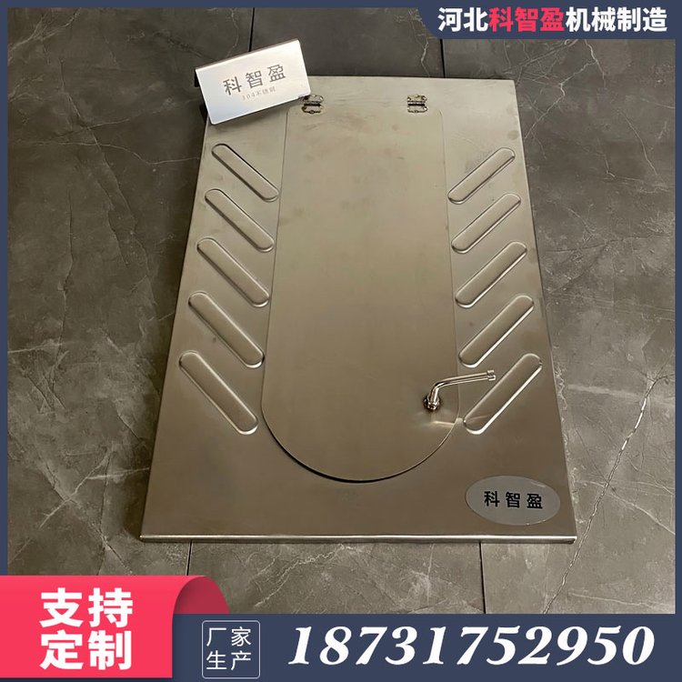 帶蓋光板旱廁蹲便器無水廁所蹲坑304不銹鋼直排翻蓋便器農(nóng)村廁所