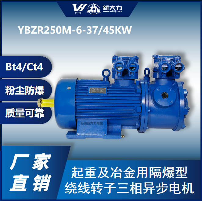 新大力起重用防爆電機YBZR250M2-6-45KW氣體防爆BT4CT4粉塵防爆