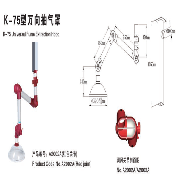 TOF科恩KP8-2吸頂式PP萬向抽氣罩博朗K-75型A2002A萬象排風罩