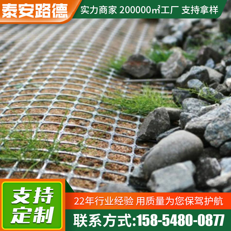 塑料雙向土工格柵鐵路公路機(jī)場修建路基穩(wěn)固路面加筋自粘式格柵