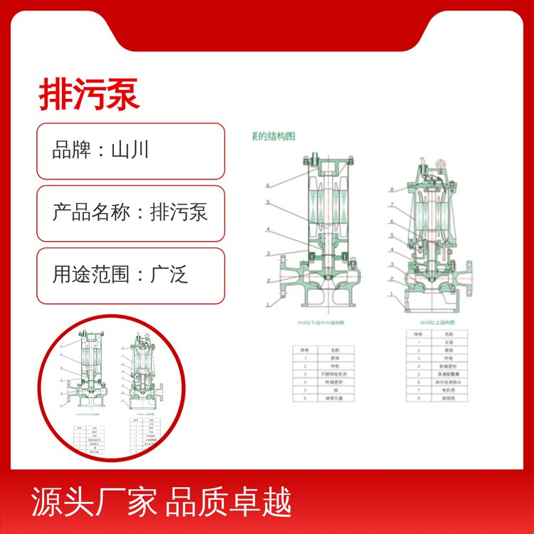山川排污泵多年經(jīng)驗質(zhì)量過硬規(guī)格可定制服務(wù)周到