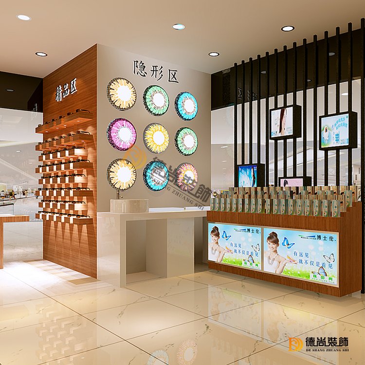 眼鏡展示柜臺(tái)工廠_100平眼鏡店裝修_珠寶首飾展柜