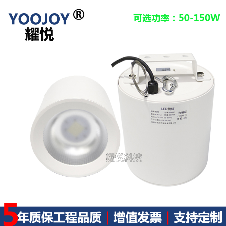 LED穹頂燈萬達廣場80W100W150W200W明裝筒燈4000K吊裝全鋁外殼