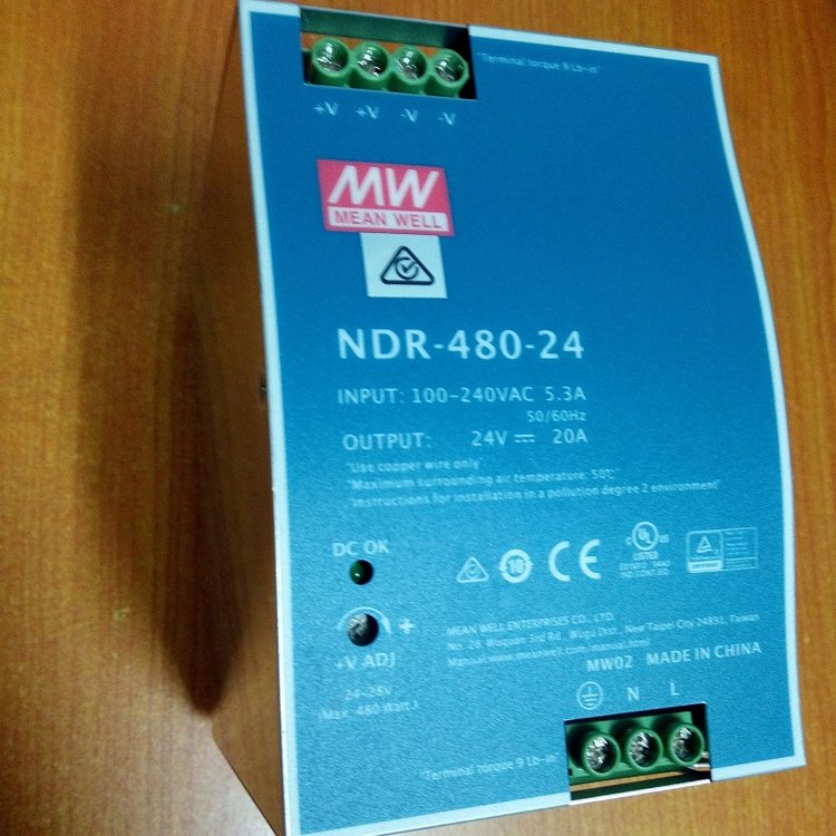 NDR-480-24開關(guān)電源meanwell明緯480W24V20A工控PLC電源供應(yīng)器