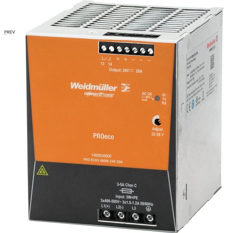 Weidmueller魏德米勒PROECO3480W24V20A開關電源1469550000