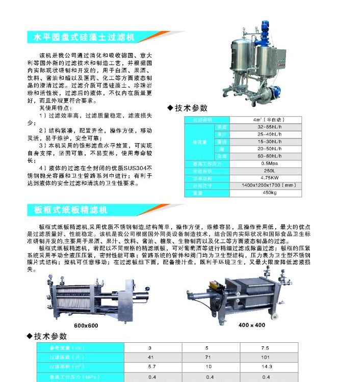 板框過濾機(jī)400型600型紙板過濾設(shè)備中輕機(jī)械