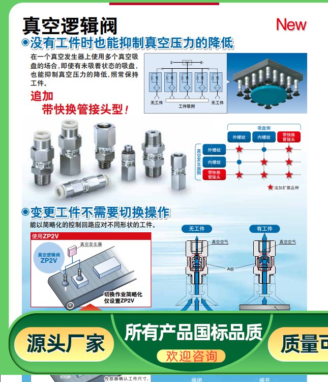 SMC真空邏輯閥ZP2V系列發(fā)生器配件質(zhì)保一年報修