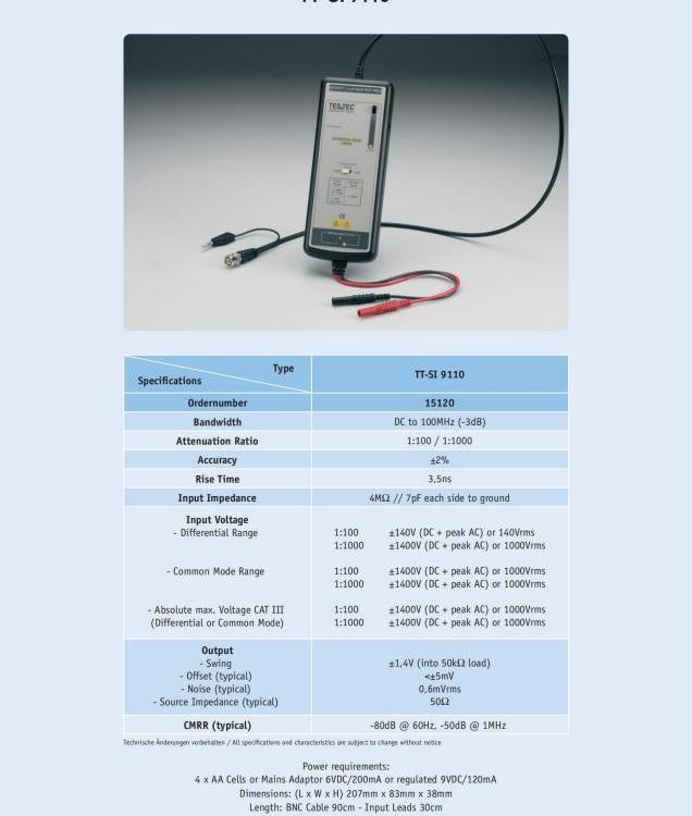 TestecElektronikGmbH測試探針TT-SI9110德國原裝進口