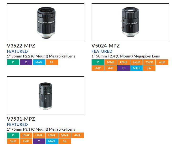 供應(yīng)V3522-MPZ鏡頭Computar機(jī)器視覺