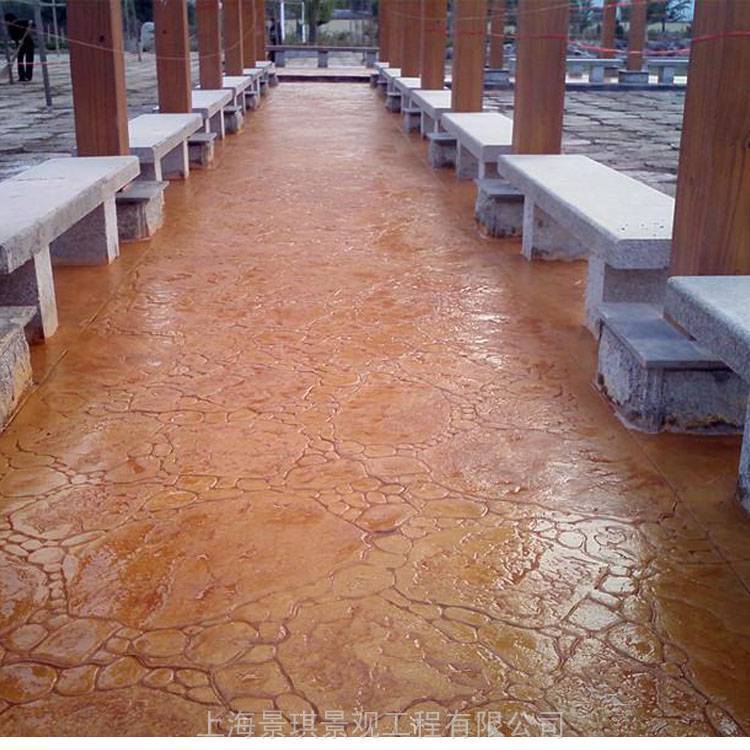 公園仿鵝卵石壓花路面甘肅白銀市壓模模具及壓模地坪施工電話