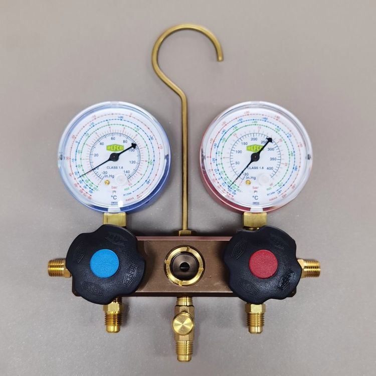原裝瑞士REFCO威科R410A復合雙頭空調加氟壓力表組加液冷媒加氟表