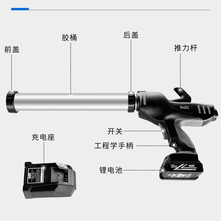 英國原裝進口COX電動膠槍壓膠槍18V玻璃膠槍自動打膠槍電池點膠槍