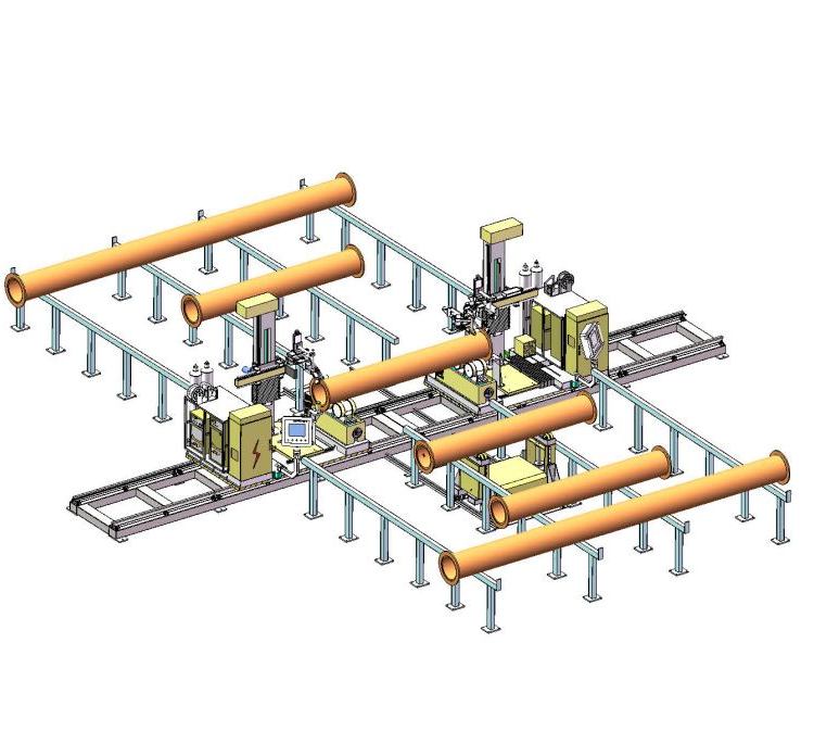 管道法蘭預(yù)制自動(dòng)焊機(jī)焊接設(shè)備直管-內(nèi)外角焊,四槍同步焊接