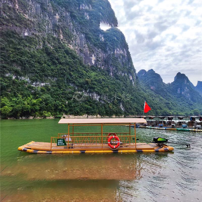 木船景區(qū)裝飾釣漁船單雙層漂流竹筏船水上單篷休閑搖櫓船