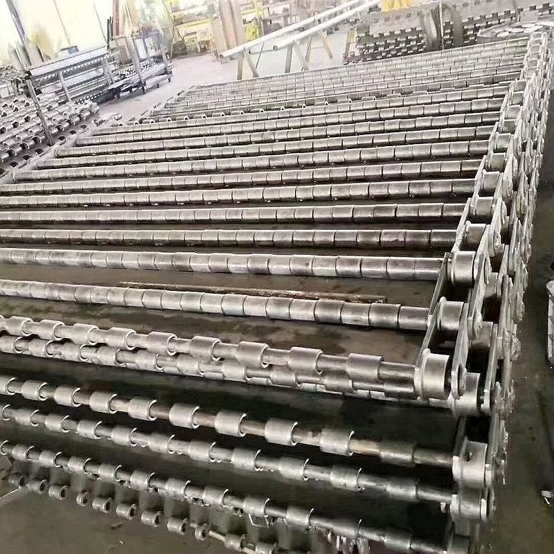 重型側(cè)導輪板式鏈鵝卵石礦石高溫304傳動鏈板加厚廢鋼輸送鏈板