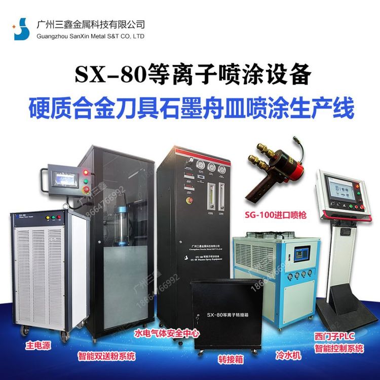三鑫硬質合金刀具刀片石墨舟皿噴涂生產(chǎn)線SX-80等離子噴涂設備