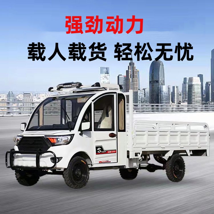 新能源電動(dòng)皮卡四輪車?yán)项^樂單排油電兩用拉貨代步成人全封閉汽車