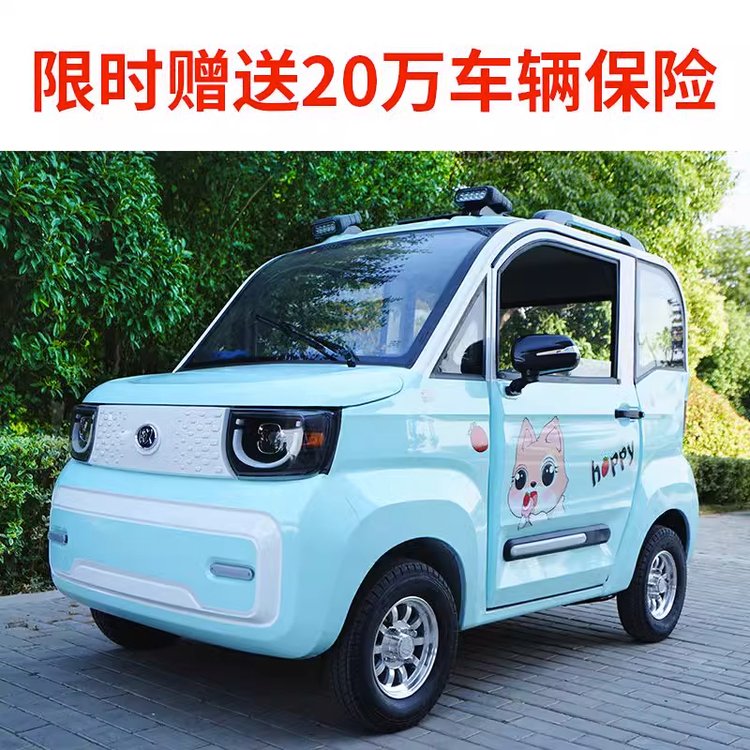 無(wú)需駕照的電動(dòng)汽車油電兩用車四輪封閉式金屬鐵殼