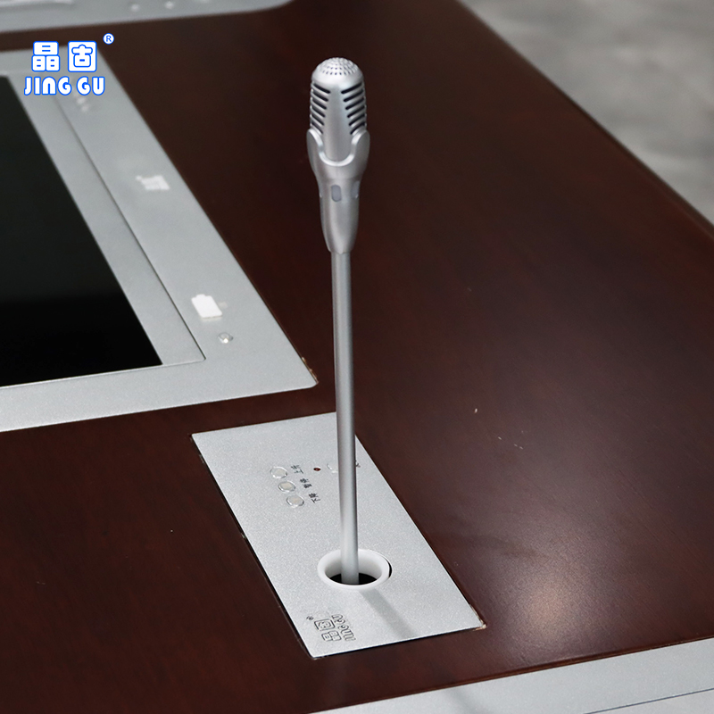 晶固手拉手麥克風升降器會議室隱藏桌面嵌入式話筒電動升降液晶屏