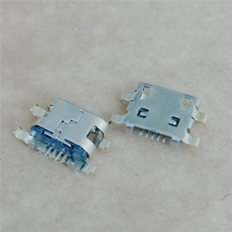 MICROUSB5PIN沉板母座六腳插板DIP SMT端子貼板外殼鍍金直邊無導(dǎo)位