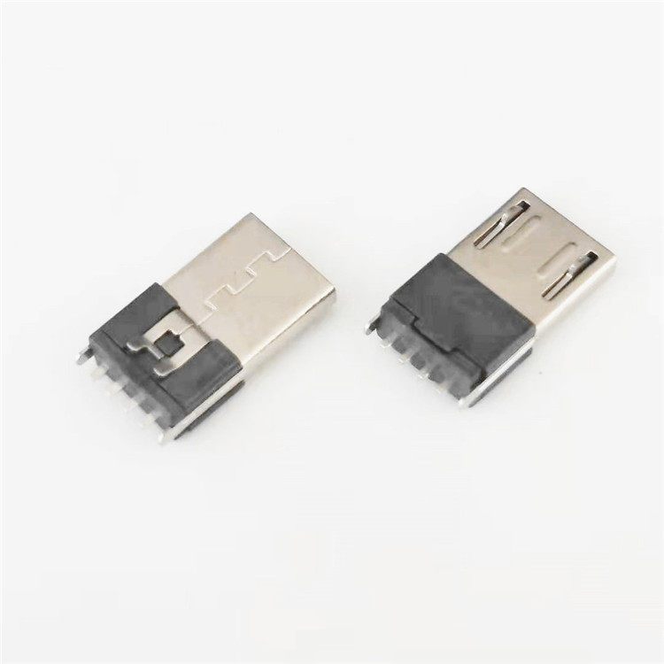 MICROUSB5PAB型公頭前五后四180度插板帶接地方口AB型插頭