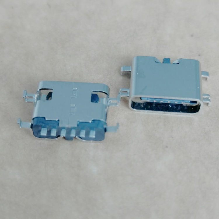 USB3.1TYPE-C簡易6P母座沉板式沉板0.8MM四腳插板單排貼板SMTL=6.50MM