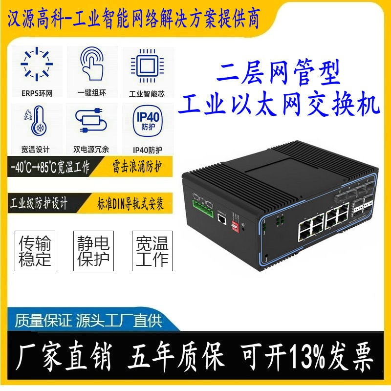 千兆8光8電寬溫工業(yè)以太網交換機8光8全千兆工業(yè)級一鍵環(huán)網交換機